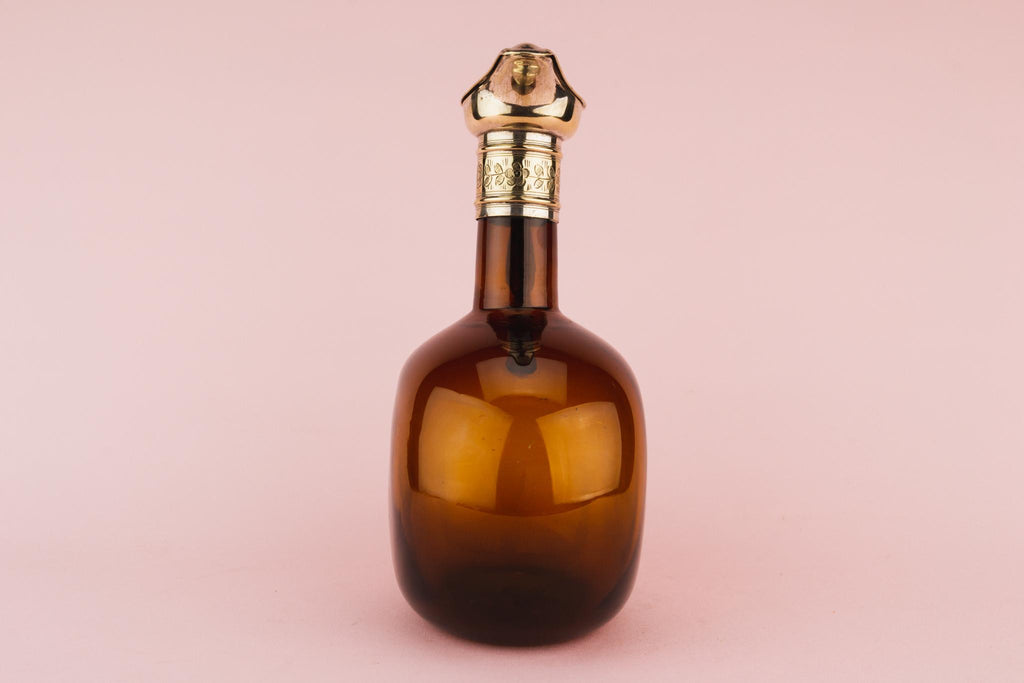 Brown Glass Flask Decanter, English Circa 1820