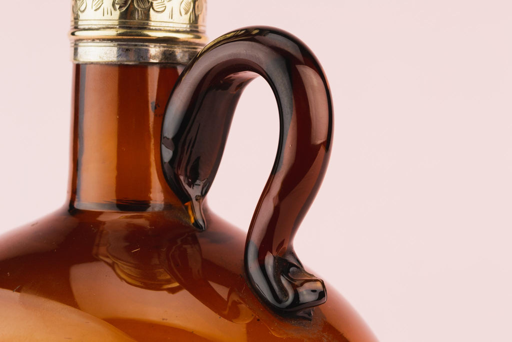 Brown Glass Flask Decanter, English Circa 1820