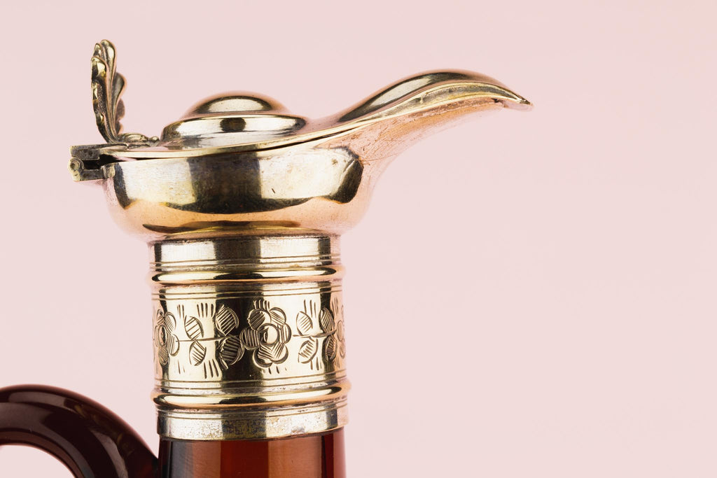 Brown Glass Flask Decanter, English Circa 1820