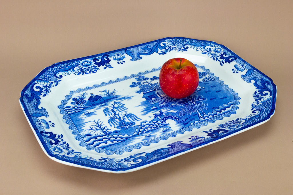 Blue And White Willow Serving Platter, English Circa 1900