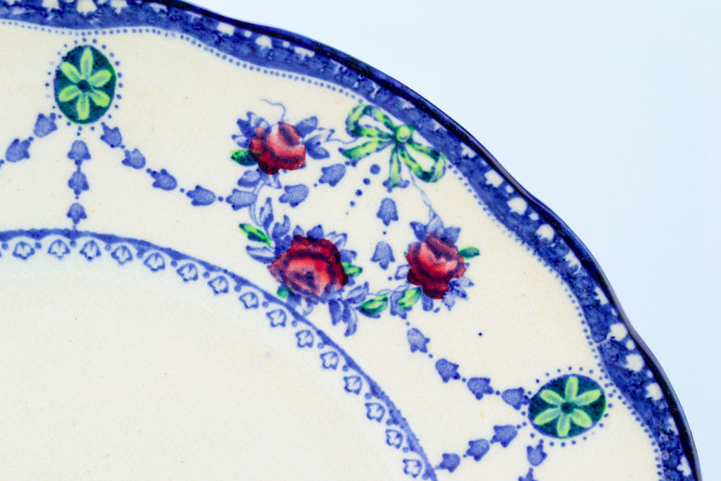 Blue and White Dinner Plate, English Circa 1910