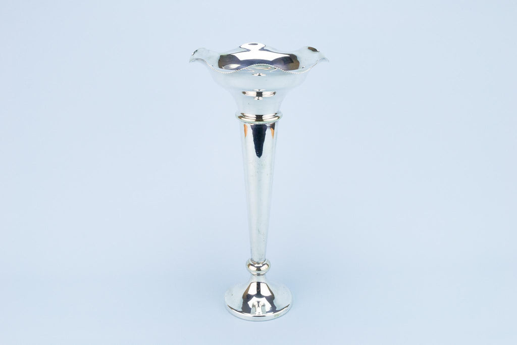 Art Deco Silver Plated Flute Vase, English 1930s