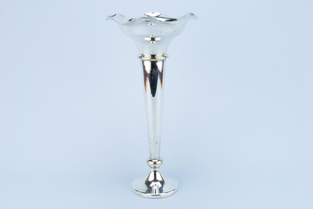 Art Deco Silver Plated Flute Vase, English 1930s