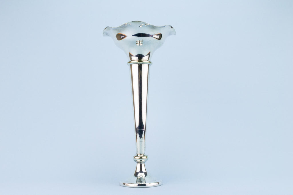 Art Deco Silver Plated Flute Vase, English 1930s