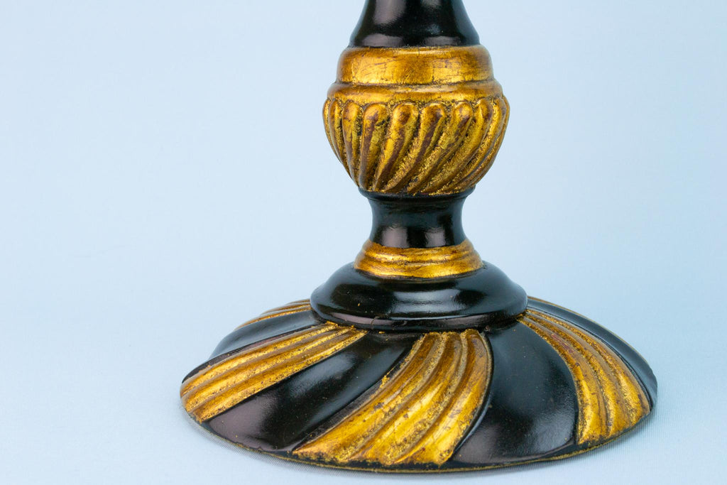 Large Black and Gold Candlestick in Wood