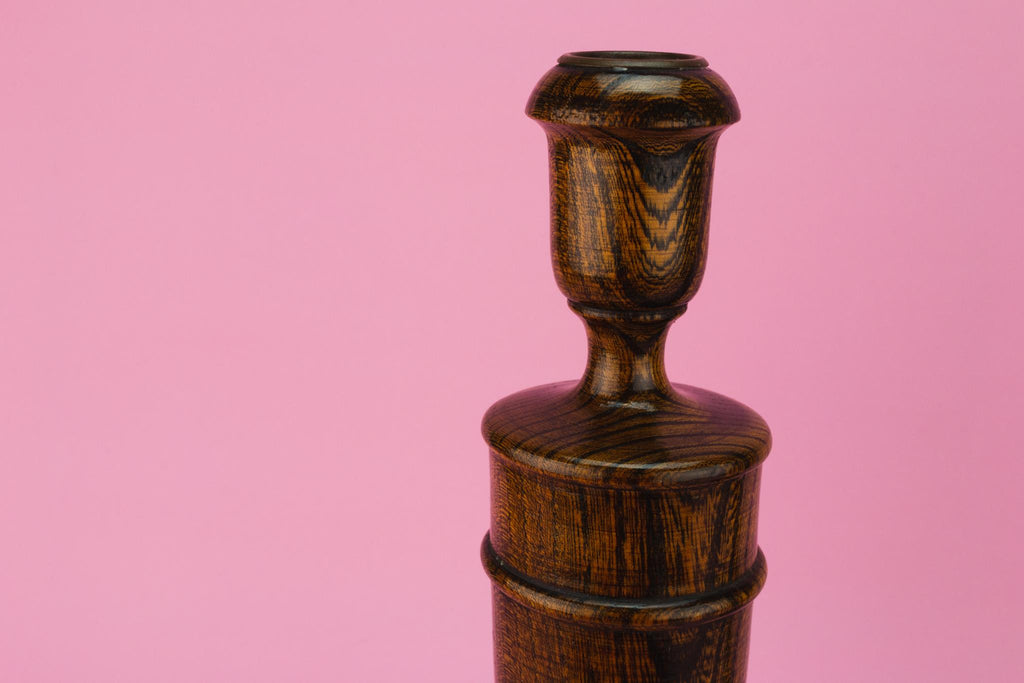 Carved Oak Candlesticks, English Circa 1930