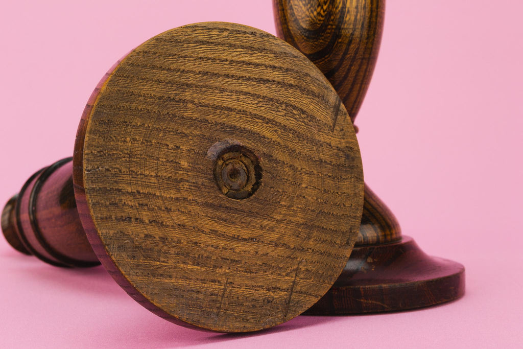 Carved Oak Candlesticks, English Circa 1930