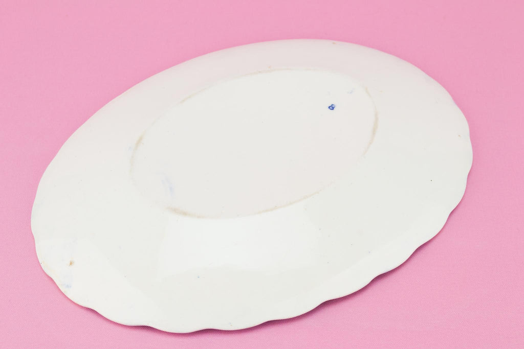 Blue and White Small Serving Bowl on Plate, English Early 1900s
