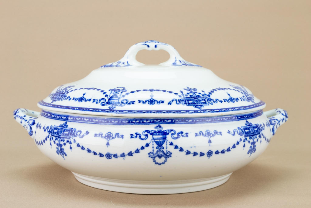Blue and White Tureen with Lid, English 1910s
