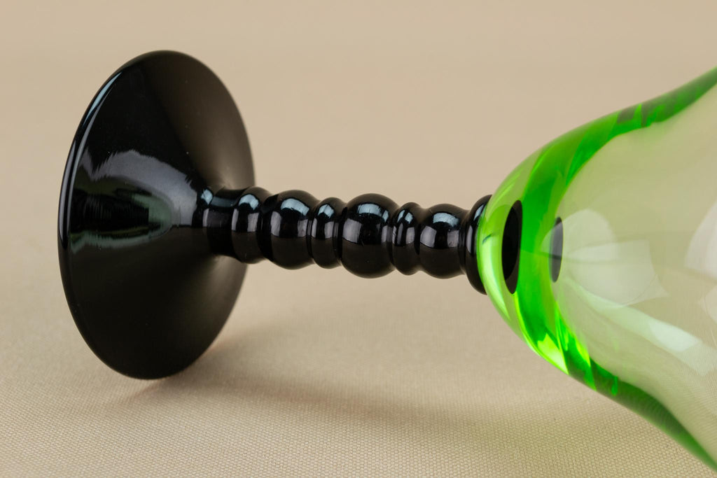 Art Deco Green and Black Port Glass, English Circa 1930