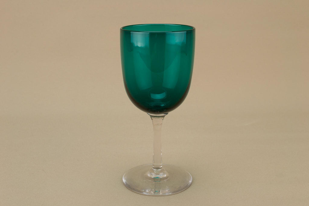 Victorian Dessert Wine Green Glass, English 19th Century