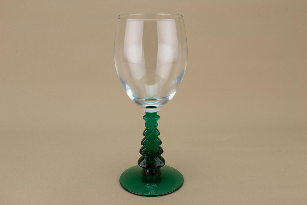 Green Christmas Tree Wine Glass