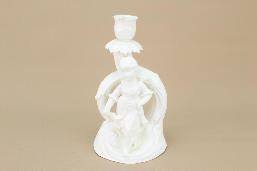 Ceramic Candlestick Dancing Girl, English 19th Century
