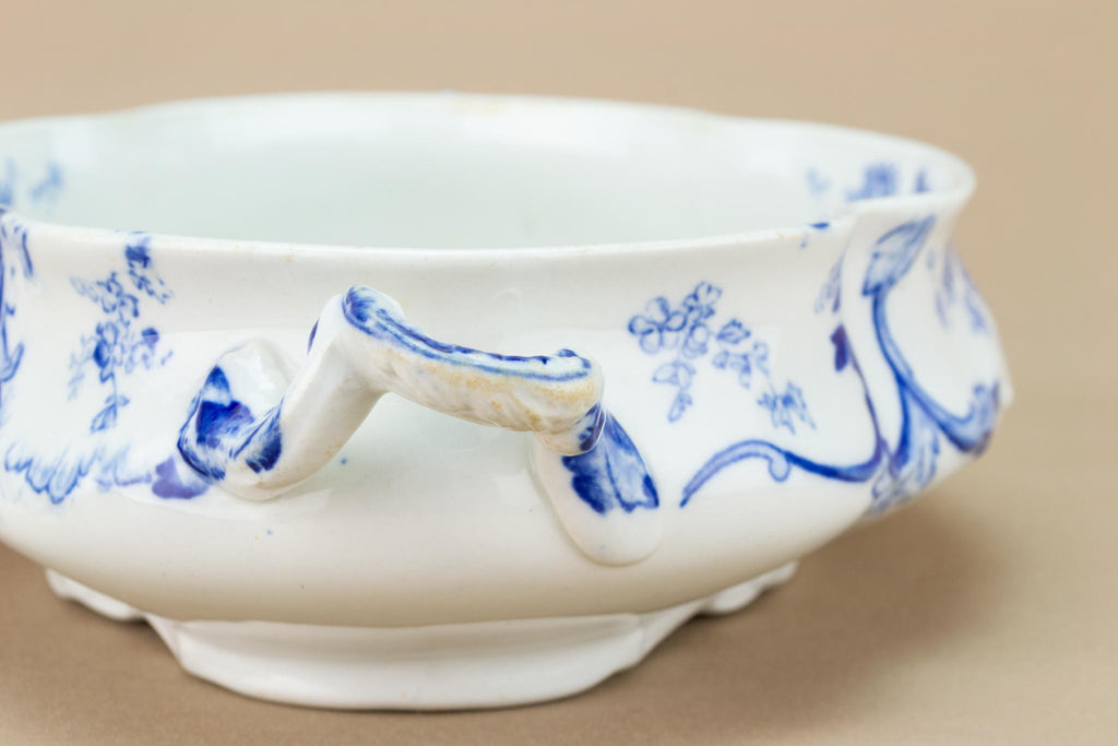 Blue and White Bowl Art Nouveau, English Circa 1900