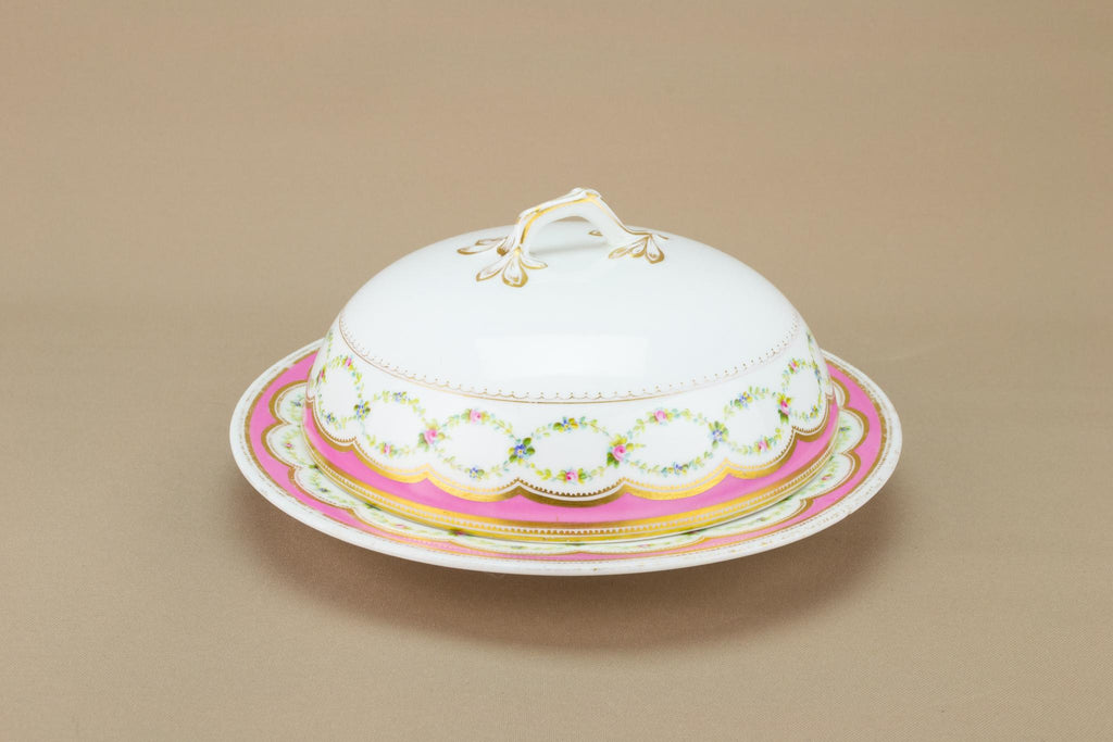 Pink Porcelain Muffin Dish, German Circa 1900
