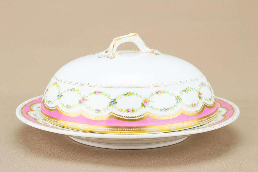 Pink Porcelain Muffin Dish, German Circa 1900