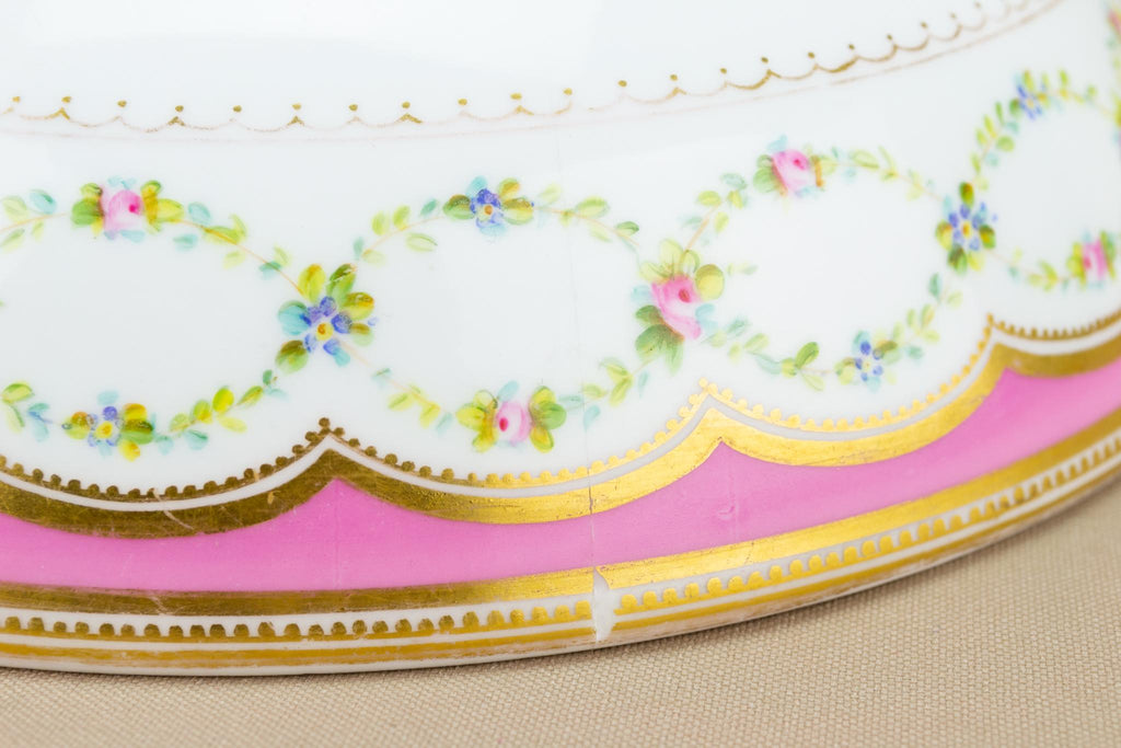 Pink Porcelain Muffin Dish, German Circa 1900