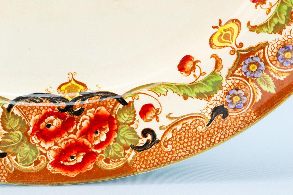 Serving Platter with Flowers, English Circa 1910