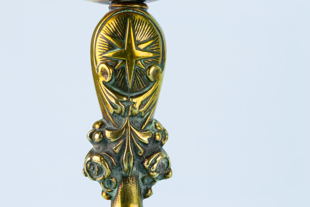 2 Heavy Brass Candlesticks, French Late 19th Century