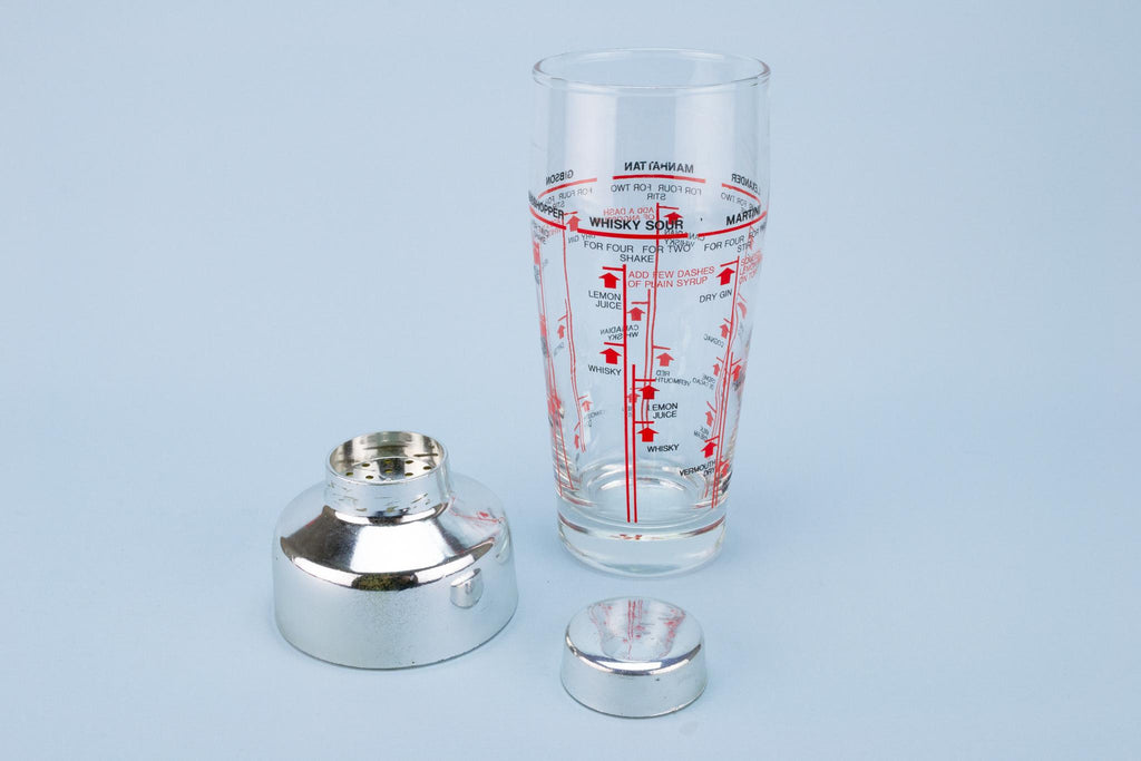 Mid-Century Modern Cocktail Shaker with Recipes, Circa 1960