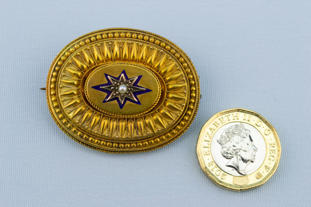 15ct Gold Target Brooch, English 1870s