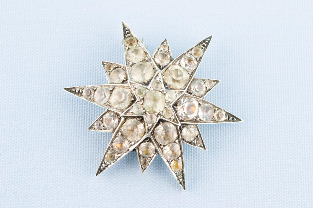 Sterling Silver Star Brooch, English 1870s