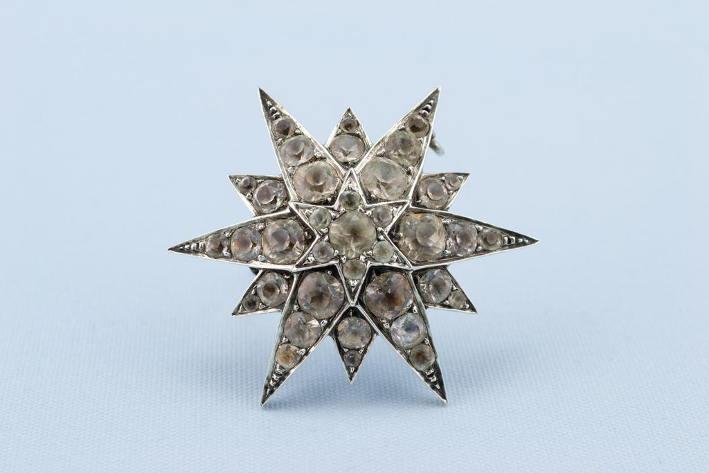 Sterling Silver Star Brooch, English 1870s