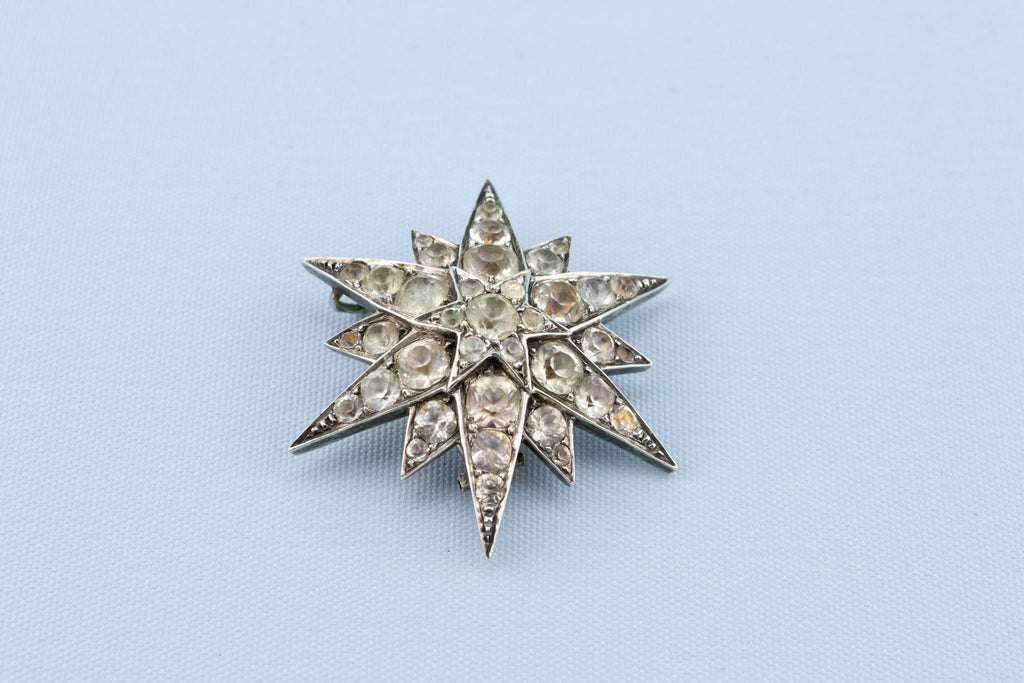 Sterling Silver Star Brooch, English 1870s