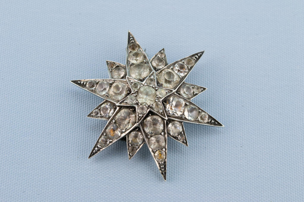 Sterling Silver Star Brooch, English 1870s
