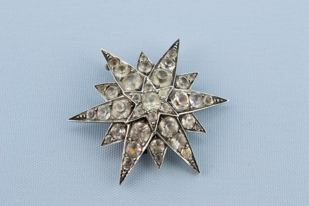 Sterling Silver Star Brooch, English 1870s