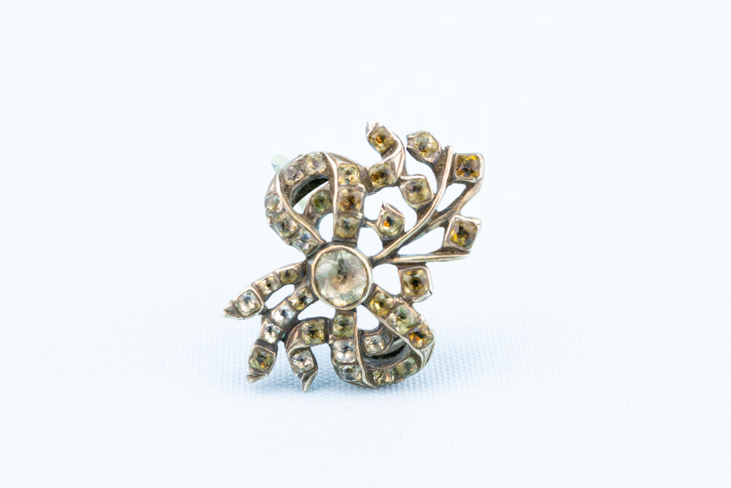 Silver & Paste Brooch Flower Bow, English 1760s