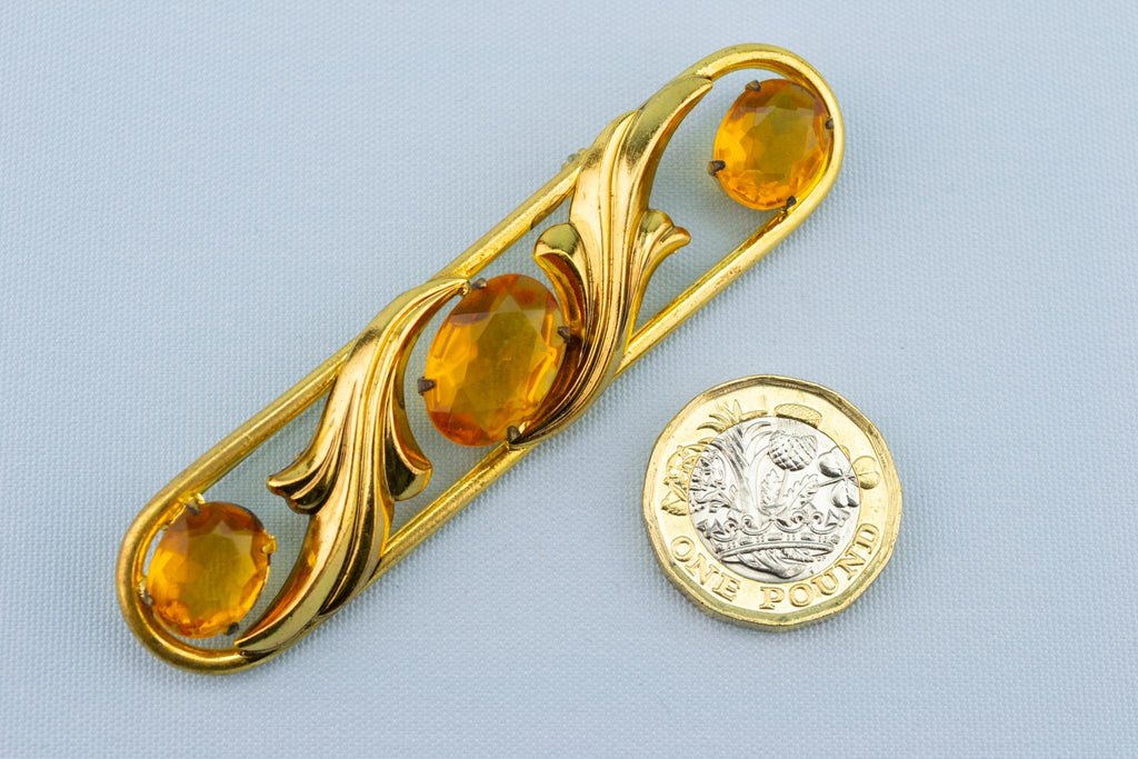 Large Citrine Brooch, English 1910s