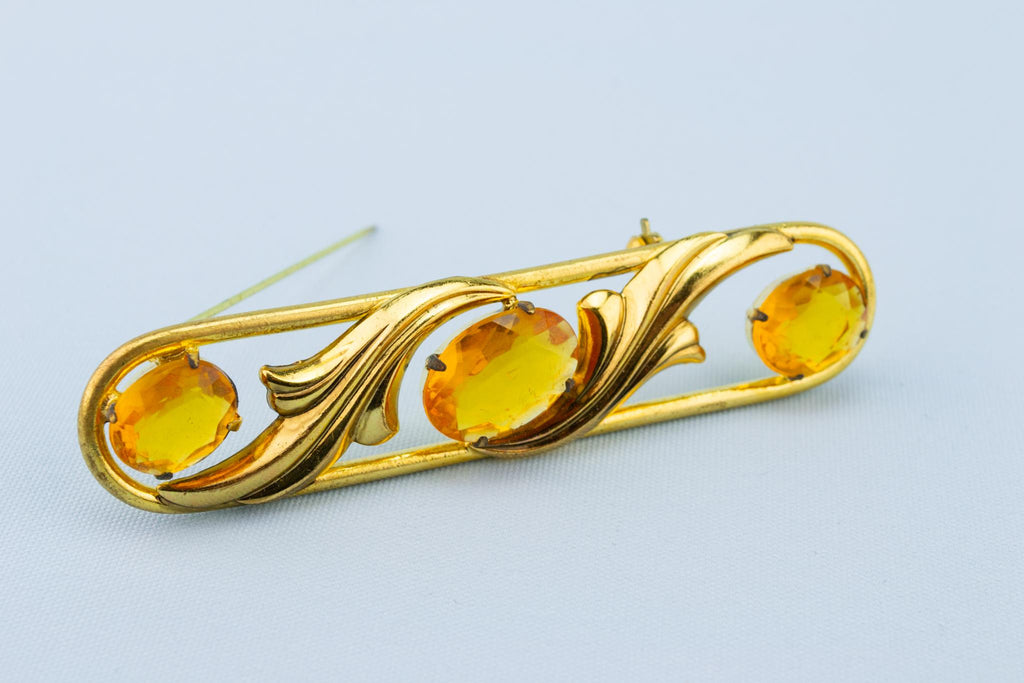 Large Citrine Brooch, English 1910s