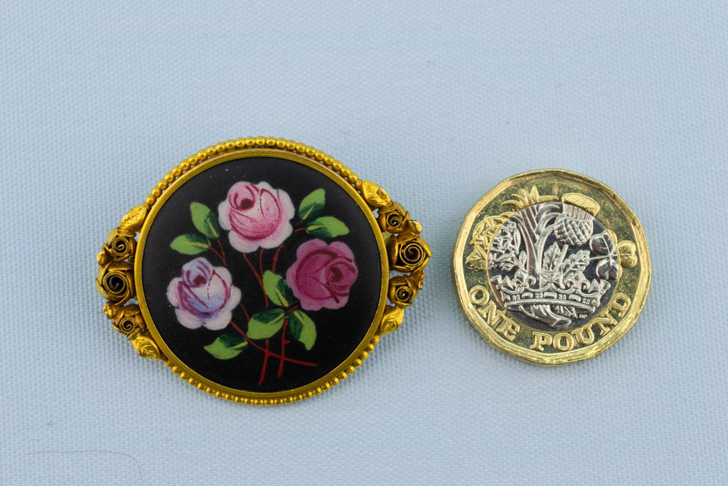 Roses and Gold Brooch, French 1900s