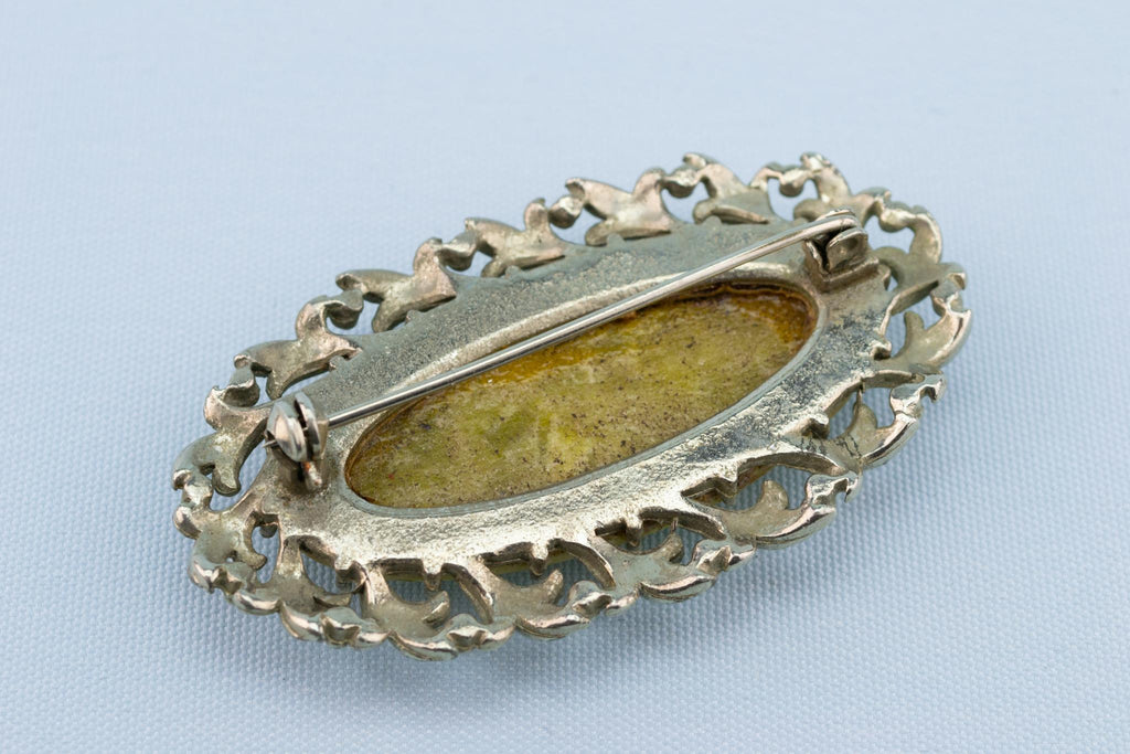 Green Agate Brooch, English 1950s