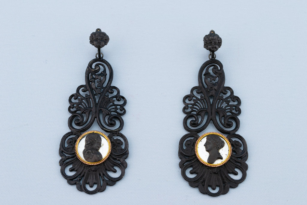 Berlin iron gold earrings antique German 1810