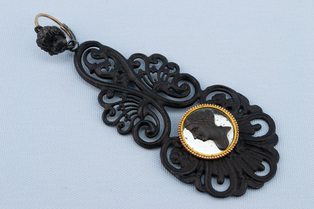 Berlin Iron & Gold Earrings, German 1810s