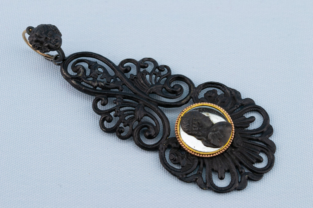 Berlin Iron & Gold Earrings, German 1810s