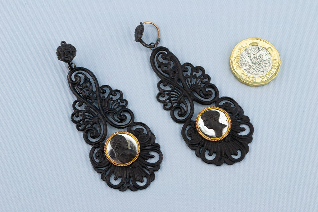 Berlin iron gold earrings antique German 1810