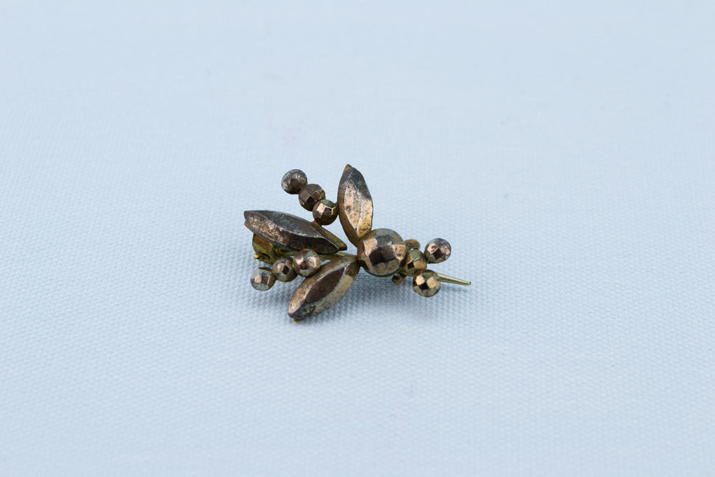 Cut Steel Bee Brooch, English Victorian 19th Century