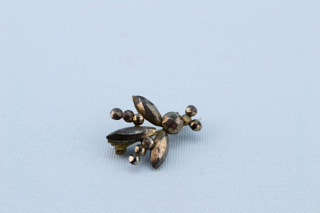 Cut Steel Bee Brooch, English Victorian 19th Century