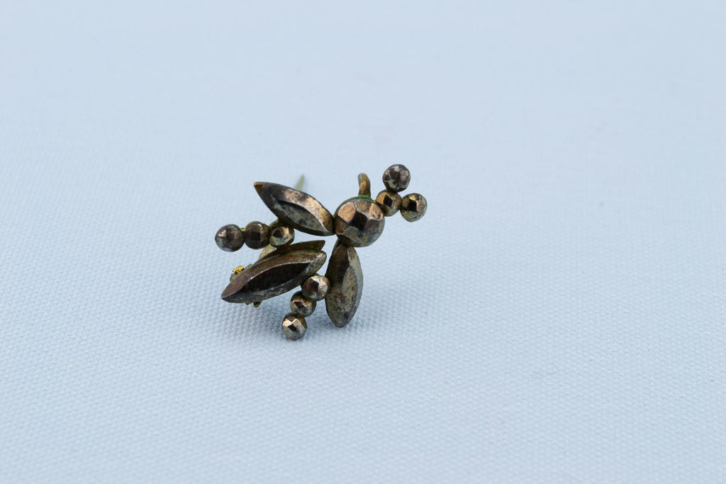 Cut Steel Bee Brooch, English Victorian 19th Century
