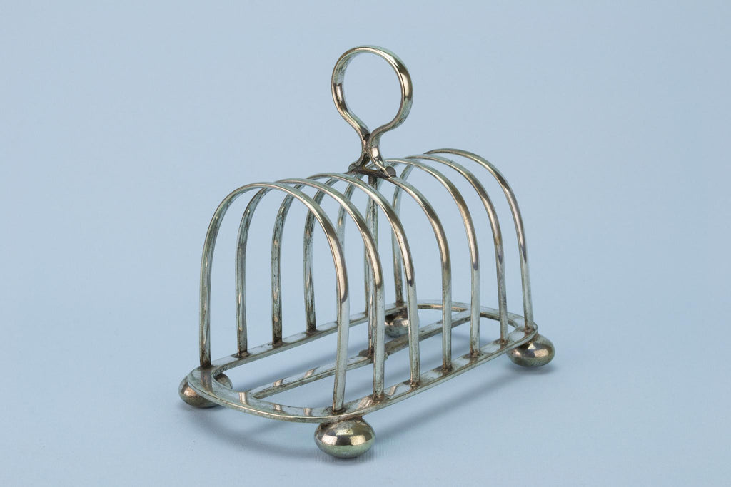 Silver Plated Toast Rack y Walker & Hall English 1910s