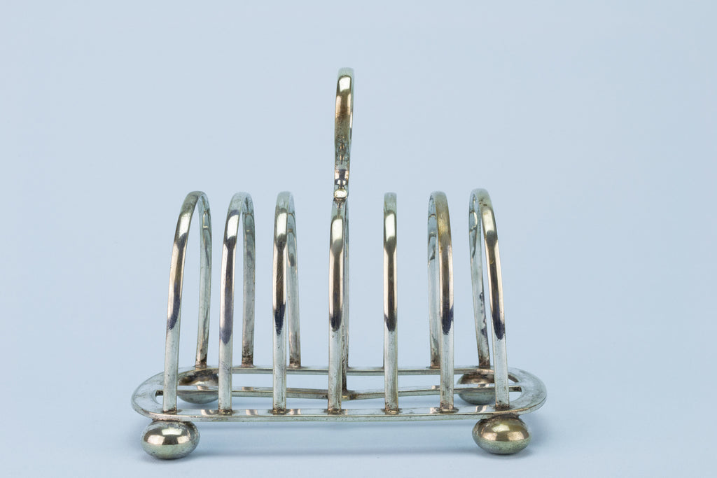 Silver Plated Toast Rack y Walker & Hall English 1910s