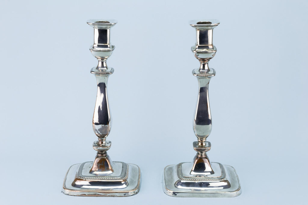 Tall Silver Plated Candlesticks Early 1800s