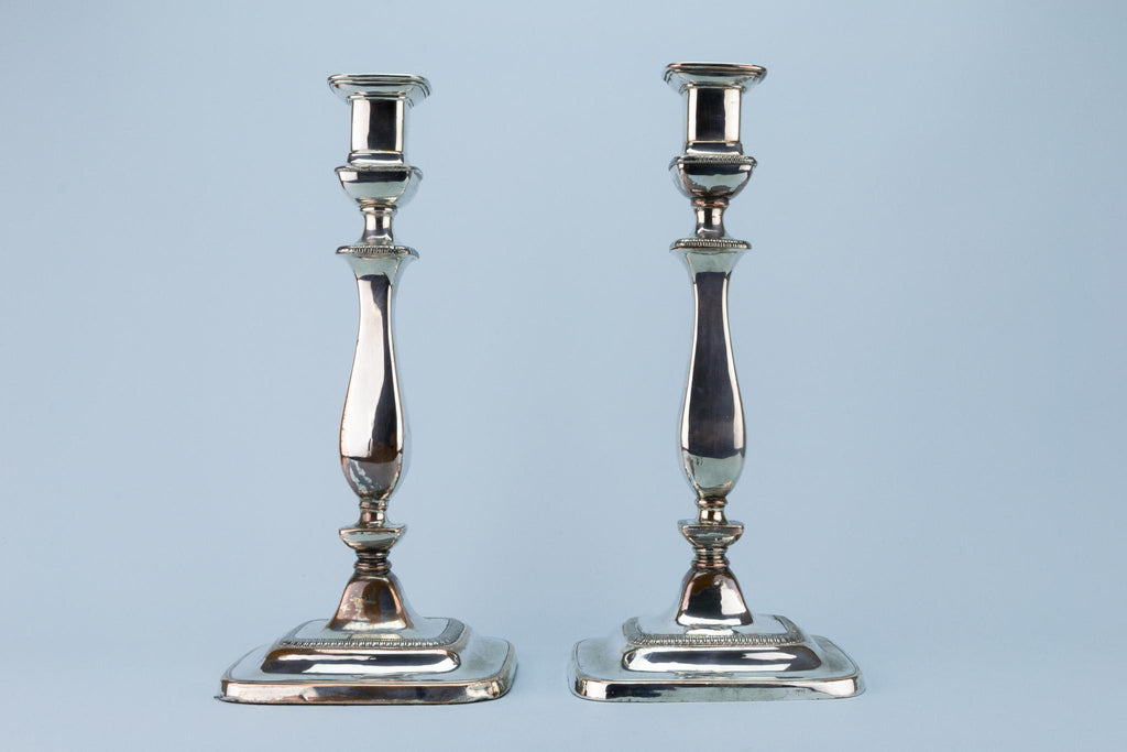 Tall Silver Plated Candlesticks Early 1800s