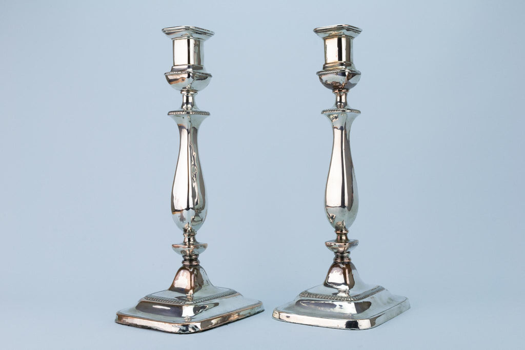 Tall Silver Plated Candlesticks Early 1800s