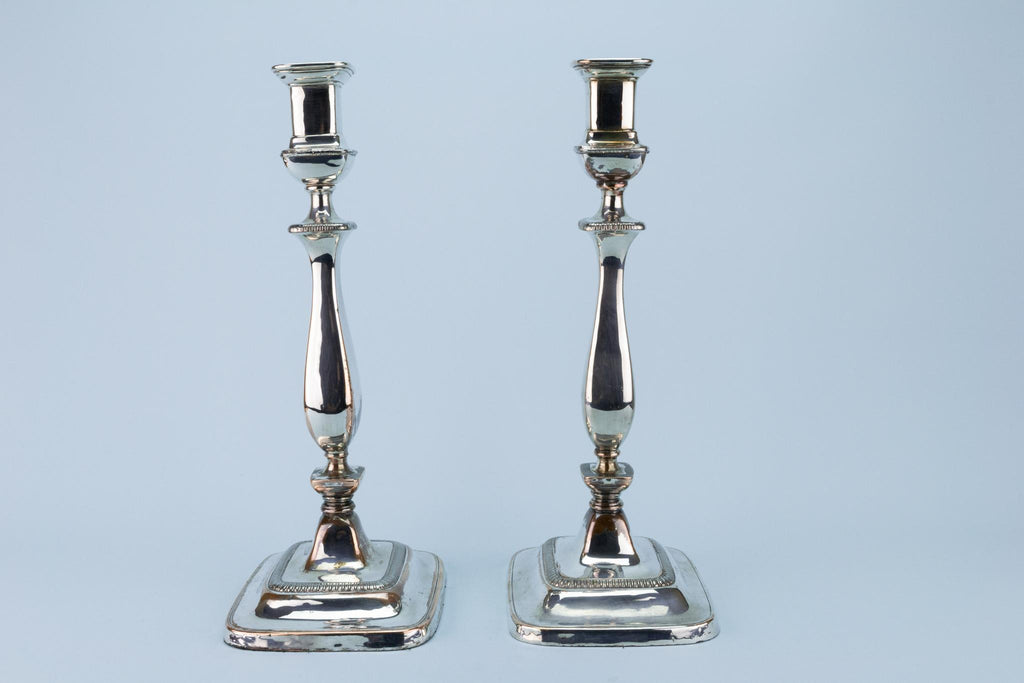 Tall Silver Plated Candlesticks Early 1800s