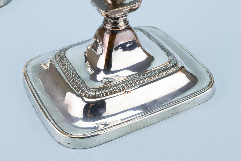 Tall Silver Plated Candlesticks Early 1800s