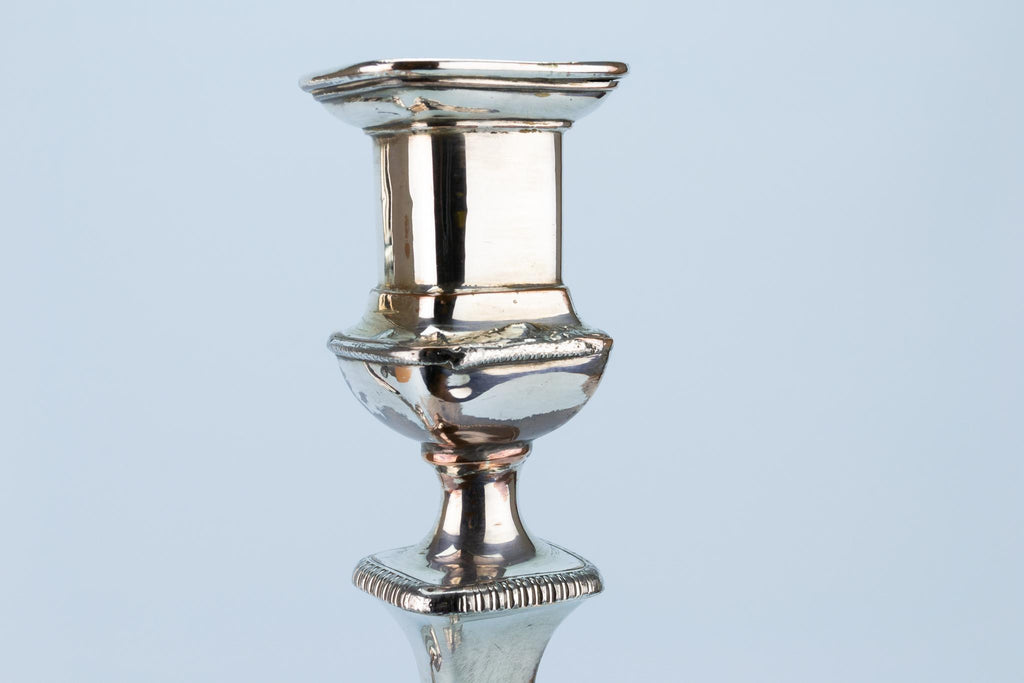 Tall Silver Plated Candlesticks Early 1800s